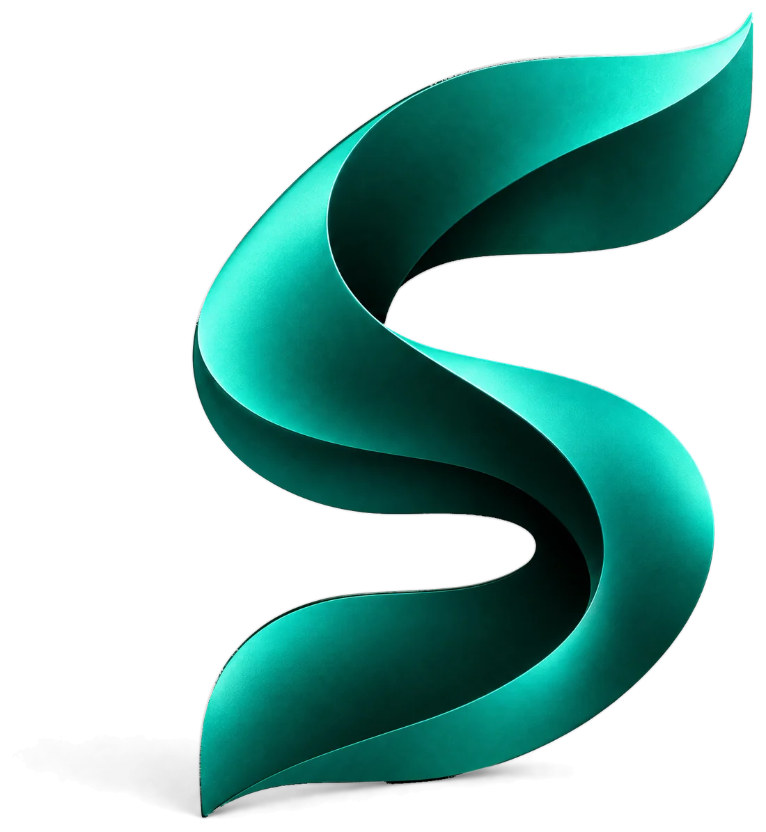 The Somnia Systems S: a satin green metal ribbon standing on a dark floor